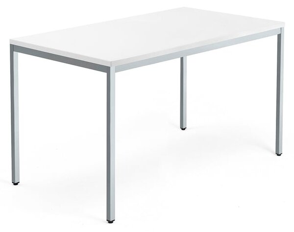 AJ Produkty Psací stůl QBUS, 4 nohy, 1400x800 mm, stříbrný rám, bílá