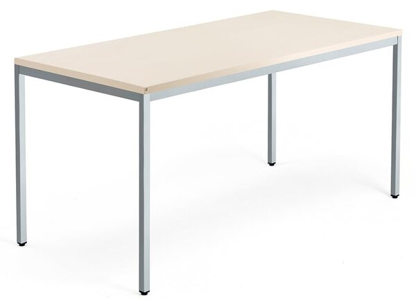 AJ Produkty Psací stůl QBUS, 4 nohy, 1600x800 mm, stříbrný rám, bříza