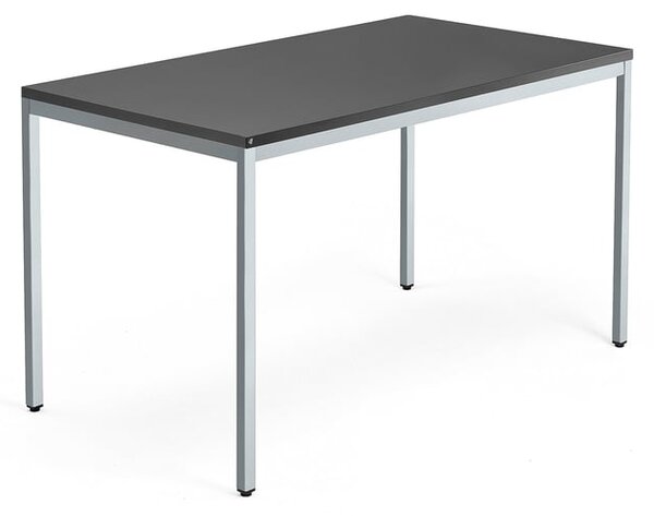AJ Produkty Psací stůl QBUS, 4 nohy, 1400x800 mm, stříbrný rám, černá