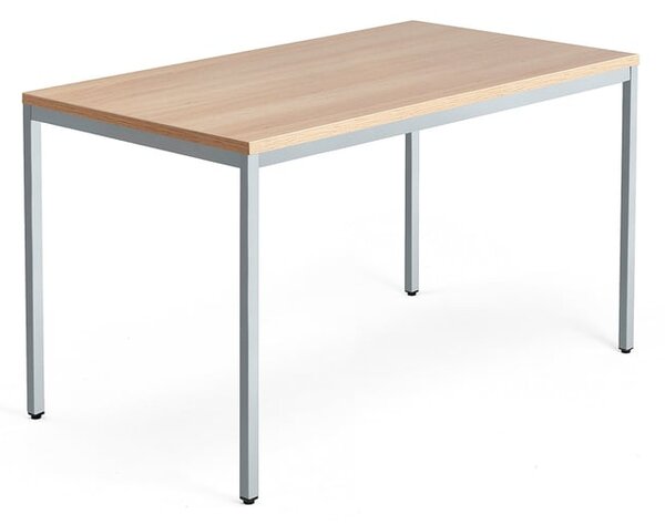 AJ Produkty Psací stůl QBUS, 4 nohy, 1400x800 mm, stříbrný rám, dub