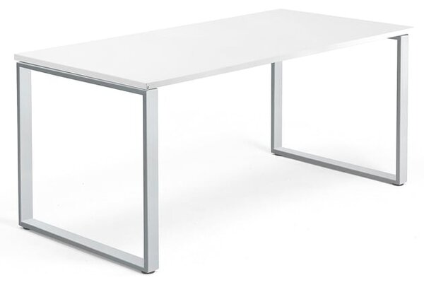 AJ Produkty Psací stůl QBUS, O-podnož, 1600x800 mm, stříbrný rám, bílá