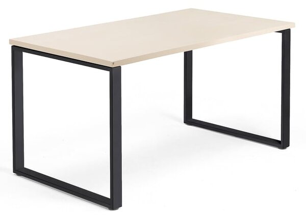 AJ Produkty Psací stůl QBUS, O-podnož, 1400x800 mm, černý rám, bříza