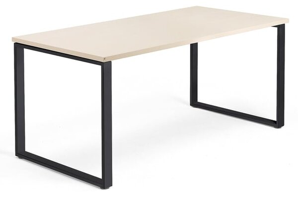 AJ Produkty Psací stůl QBUS, O-podnož, 1600x800 mm, černý rám, bříza