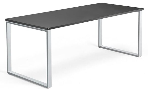 AJ Produkty Psací stůl QBUS, O-podnož, 1800x800 mm, stříbrný rám, černá