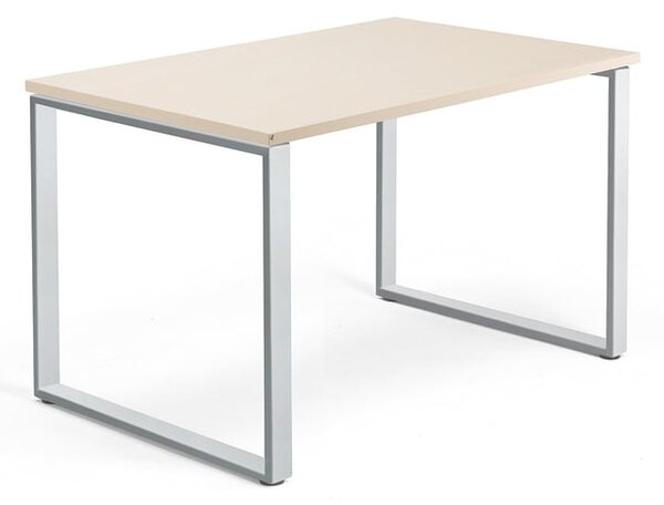 AJ Produkty Psací stůl QBUS, O-podnož, 1200x800 mm, stříbrný rám, bříza