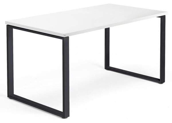 AJ Produkty Psací stůl QBUS, O-podnož, 1400x800 mm, černý rám, bílá