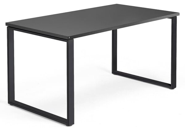 AJ Produkty Psací stůl QBUS, O-podnož, 1400x800 mm, černý rám, černá