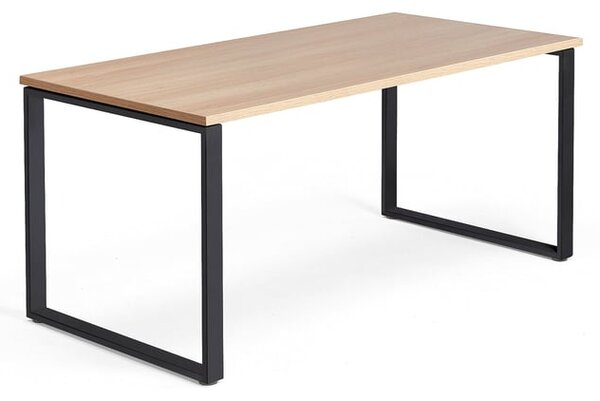 AJ Produkty Psací stůl QBUS, O-podnož, 1600x800 mm, černý rám, dub