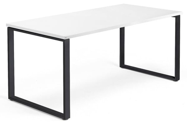 AJ Produkty Psací stůl QBUS, O-podnož, 1600x800 mm, černý rám, bílá