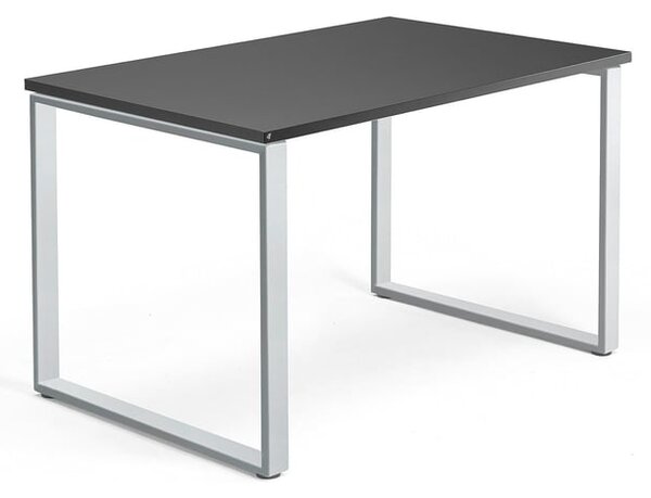 AJ Produkty Psací stůl QBUS, O-podnož, 1200x800 mm, stříbrný rám, černá