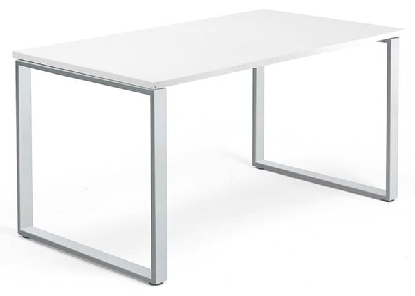 AJ Produkty Psací stůl QBUS, O-podnož, 1400x800 mm, stříbrný rám, bílá