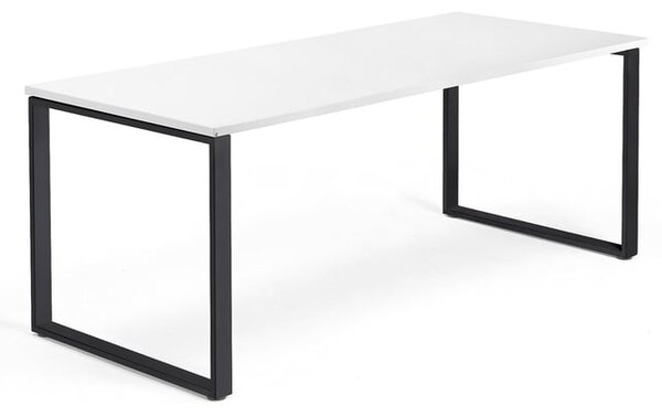 AJ Produkty Psací stůl QBUS, O-podnož, 1800x800 mm, černý rám, bílá