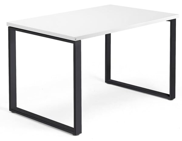 AJ Produkty Psací stůl QBUS, O-podnož, 1200x800 mm, černý rám, bílá