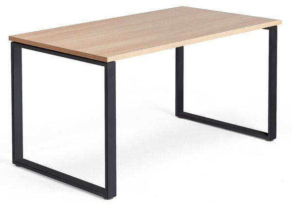 AJ Produkty Psací stůl QBUS, O-podnož, 1400x800 mm, černý rám, dub