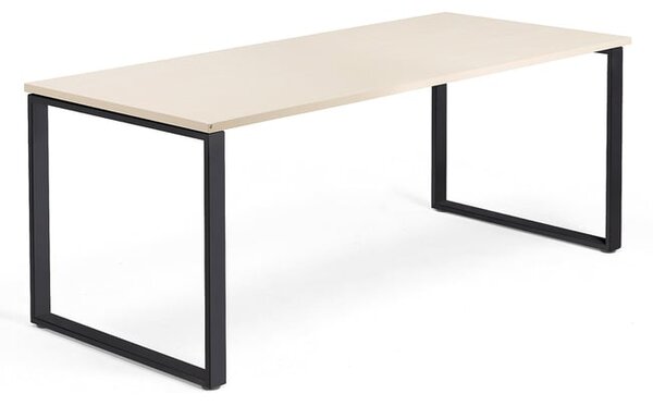 AJ Produkty Psací stůl QBUS, O-podnož, 1800x800 mm, černý rám, bříza
