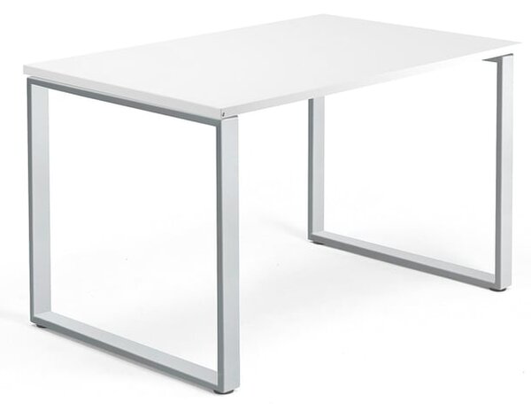 AJ Produkty Psací stůl QBUS, O-podnož, 1200x800 mm, stříbrný rám, bílá