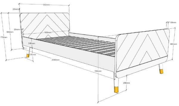 Zelená lakovaná postel Vipack Billy 90 x 200 cm