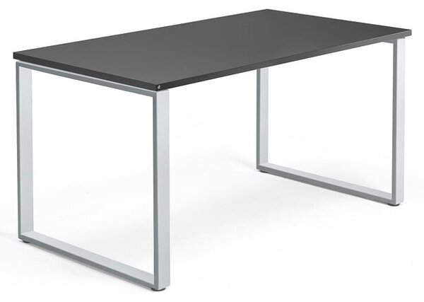 AJ Produkty Psací stůl QBUS, O-podnož, 1400x800 mm, stříbrný rám, černá