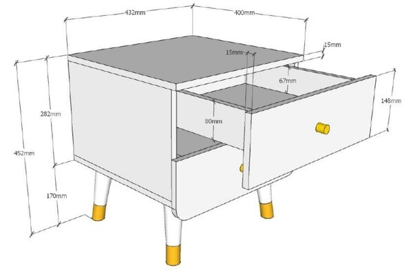 Zelený lakovaný noční stolek Vipack Billy 43,2 x 40 cm