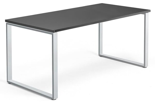 AJ Produkty Psací stůl QBUS, O-podnož, 1600x800 mm, stříbrný rám, černá