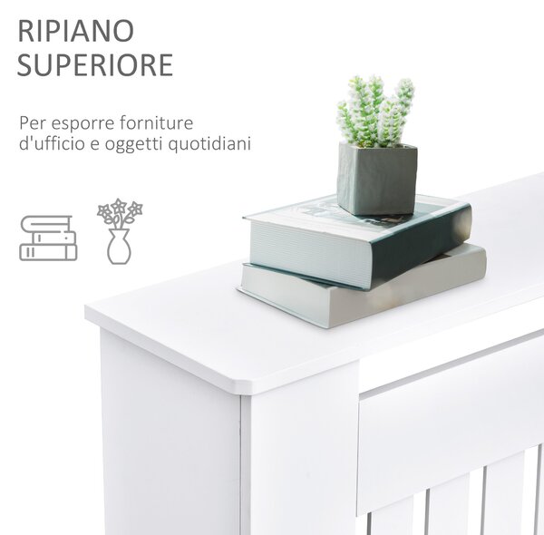 HOMCOM MDF Kryt Radiátoru se Šprušlemi, Kryt Radiátoru pro Domov a Kancelář, 152x19x81 cm, Bílý | Aosom