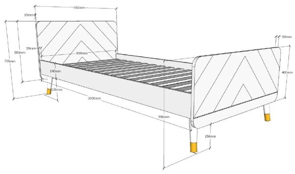 Bílá lakovaná postel Vipack Billy 90 x 200 cm