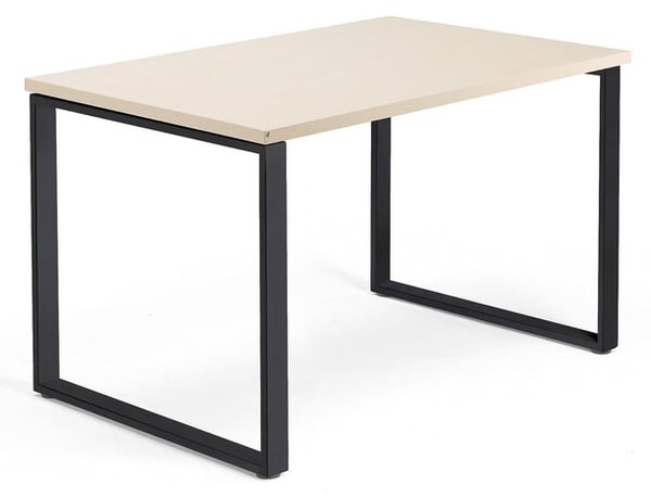 AJ Produkty Psací stůl QBUS, O-podnož, 1200x800 mm, černý rám, bříza