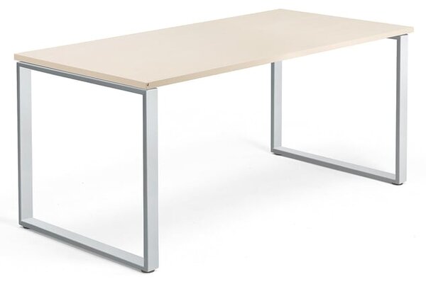AJ Produkty Psací stůl QBUS, O-podnož, 1600x800 mm, stříbrný rám, bříza