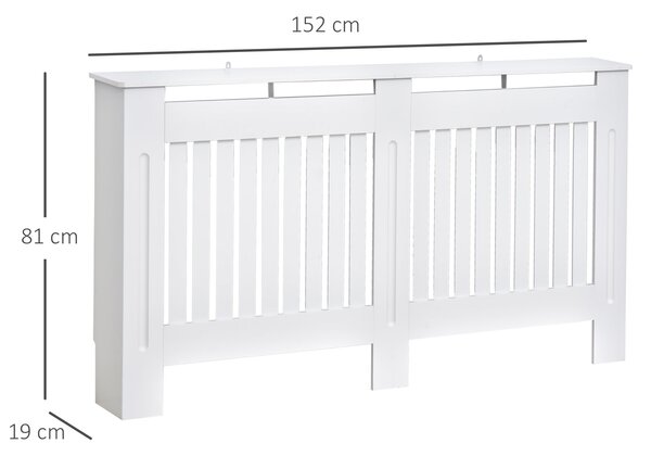 HOMCOM MDF Kryt Radiátoru se Šprušlemi, Kryt Radiátoru pro Domov a Kancelář, 152x19x81 cm, Bílý | Aosom