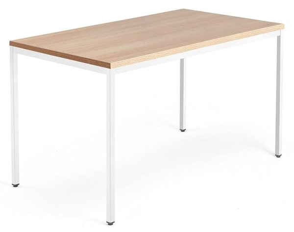 AJ Produkty Psací stůl QBUS, 4 nohy, 1400x800 mm, bílý rám, dub