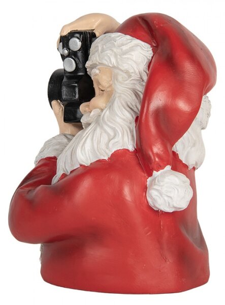 Červená plastová vánoční dekorace Santa Claus s foťákem – 21x17x22 cm
