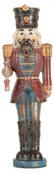 Červená plastová dekorativní figurka Louskáček – 7x6x21 cm