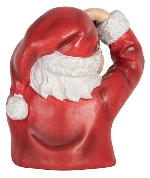 Červená plastová vánoční dekorace Santa Claus s foťákem – 21x17x22 cm
