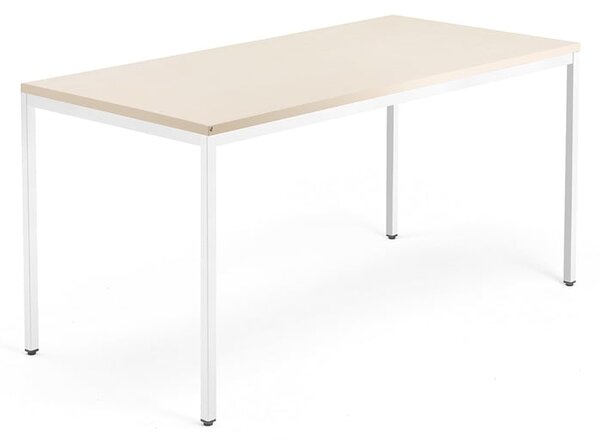 AJ Produkty Psací stůl QBUS, 4 nohy, 1600x800 mm, bílý rám, bříza