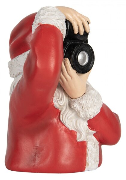 Červená plastová vánoční dekorace Santa Claus s foťákem – 21x17x22 cm