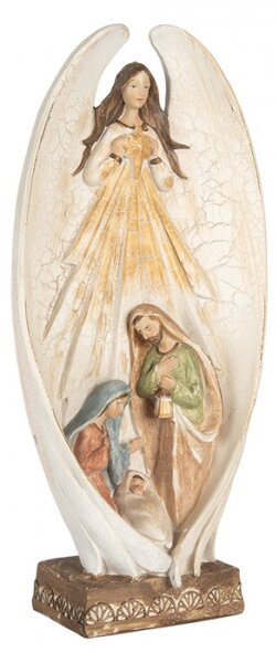 Béžová plastová vánoční dekorace anděl – 19x10x40 cm