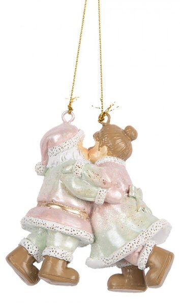 Růžová plastová vánoční ozdoba Santa Claus – 7x4x8 cm