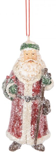 Červená plastová vánoční ozdoba Santa Claus – 5x4x12 cm