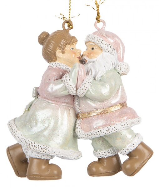 Růžová plastová vánoční ozdoba Santa Claus – 7x4x8 cm