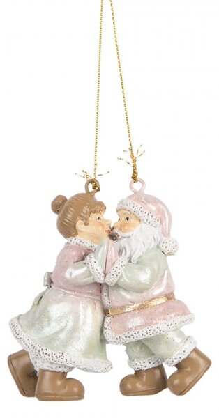 Růžová plastová vánoční ozdoba Santa Claus – 7x4x8 cm