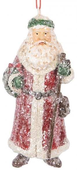 Červená plastová vánoční ozdoba Santa Claus – 5x4x12 cm