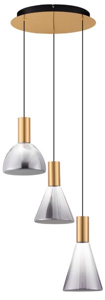 Nova Luce Kouřově šedé skleněné závěsné LED světlo Voi 43 cm