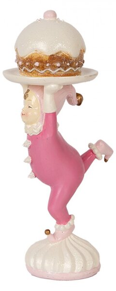 Růžová plastová dekorativní figurka skřítek – 12x8x21 cm