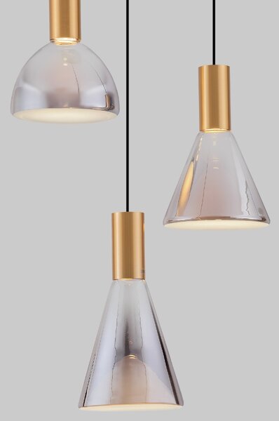 Nova Luce Kouřově šedé skleněné závěsné LED světlo Voi 43 cm