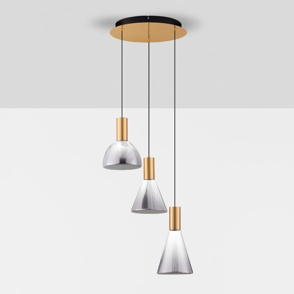 Nova Luce Kouřově šedé skleněné závěsné LED světlo Voi 43 cm