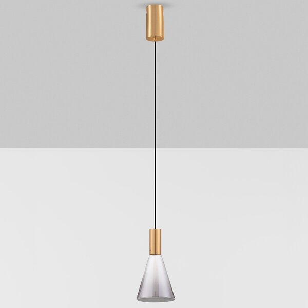Nova Luce Kouřově šedé skleněné závěsné LED světlo Voi 16 cm