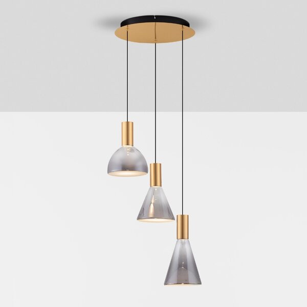 Nova Luce Kouřově šedé skleněné závěsné LED světlo Voi 43 cm