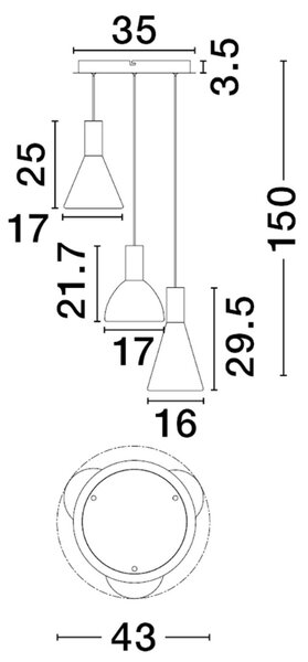 Nova Luce Kouřově šedé skleněné závěsné LED světlo Voi 43 cm