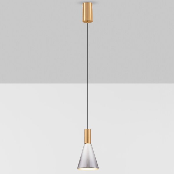 Nova Luce Kouřově šedé skleněné závěsné LED světlo Voi 16 cm