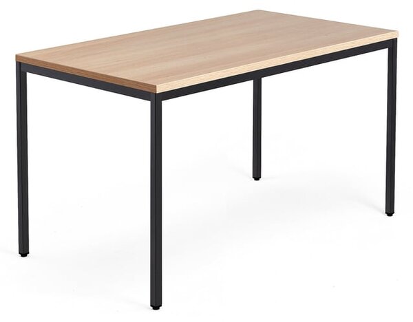 AJ Produkty Psací stůl QBUS, 4 nohy, 1400x800 mm, černý rám, dub